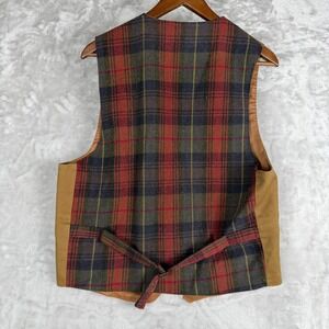 New River Co. Mens M M Brown Canvas Plaid Back Vest Waistcoat